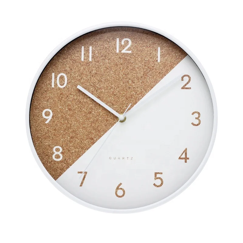 12 inch Wall Clock Plastic White and Cork Wood Stitching Design for Modern Home Decoration, Customized
12 inch Wall Clock Plastic White and Cork Wood Stitching Design for Modern Home Decoration, Customized