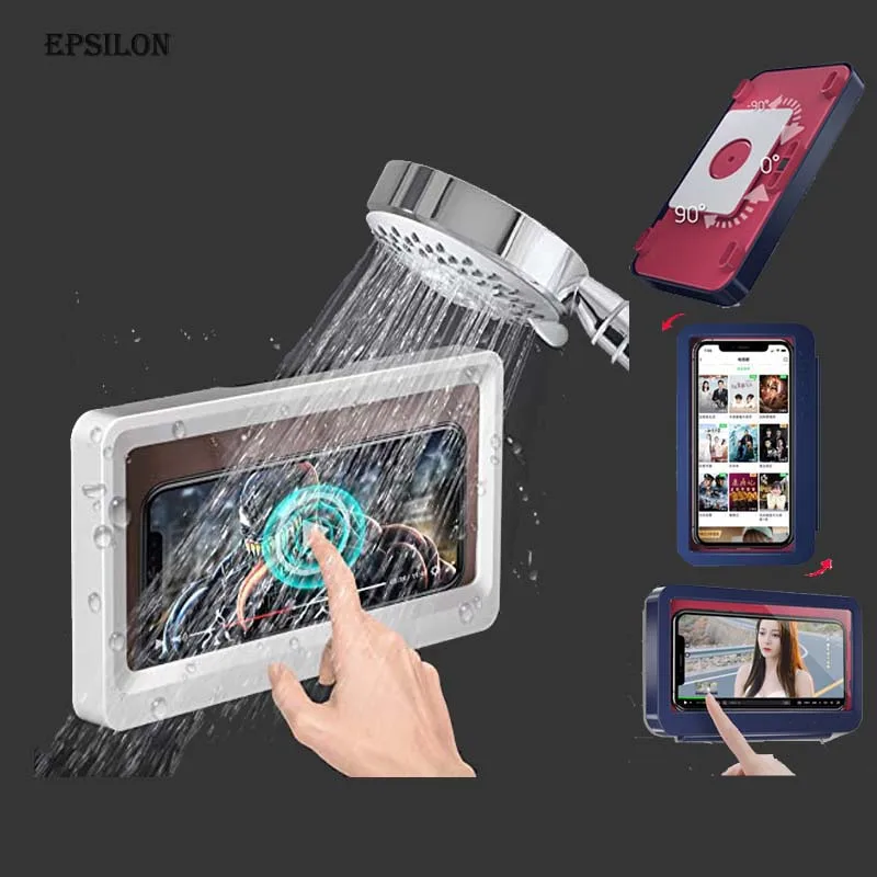 Epsilon Rotatable New Blue Red Waterproof Shower Phone Holder Stick to Wall Anti Fog Cell Phone Holder for Shower
Epsilon Rotatable New Blue Red Waterproof Shower Phone Holder Stick to Wall Anti Fog Cell Phone Holder for Shower