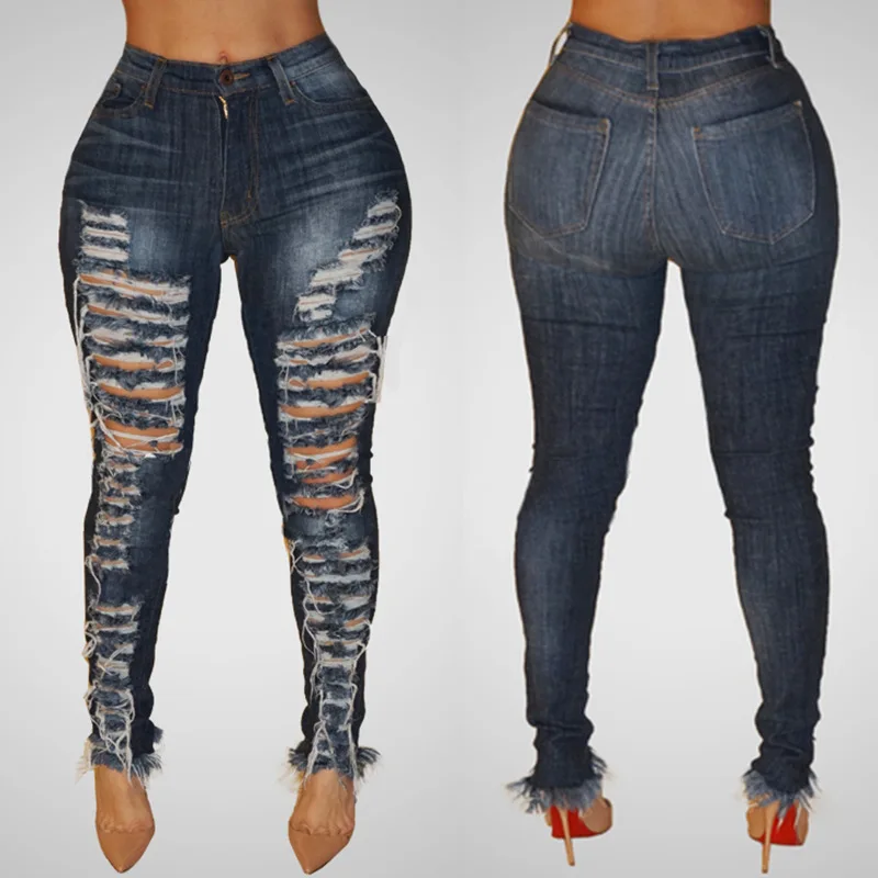 Hot Sale Women's Slim Fit Plus Size Pants & Jeans Fashion Blue Ripped Hole Tassel Stretch Jeans Trousers
Hot Sale Women's Slim Fit Plus Size Pants & Jeans Fashion Blue Ripped Hole Tassel Stretch Jeans Trousers