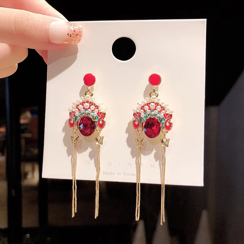 PUSHI new designer tide ethnic 925 silver needle fan earrings chinese knot beijing opera tags personalized tassel earrings
PUSHI new designer tide ethnic 925 silver needle fan earrings chinese knot beijing opera tags personalized tassel earrings