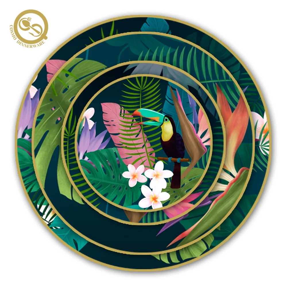 Luxury noble Salad Pasta Tray Home Gift Cutlery Dinner Set Custom Royal wedding plate toucan ceramic tableware
Luxury noble Salad Pasta Tray Home Gift Cutlery Dinner Set Custom Royal wedding plate toucan ceramic tableware