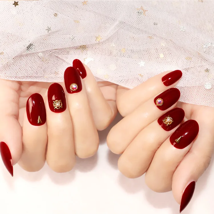 Nail Art Sticker Glitter Elegant Red Short Round Rhinestone Nails Supplies For Professionals 24pcs Press On Nails Packaging Box, Wine red
Nail Art Sticker Glitter Elegant Red Short Round Rhinestone Nails Supplies For Professionals 24pcs Press On Nails Packaging Box, Wine red