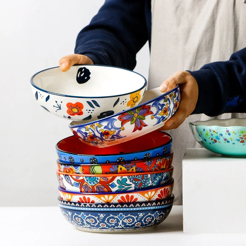 European Style Creative Ceramic Tableware Salad Soup Plate Hand Painted Rustic Style Home Steak Meal Dish, Blue/red/orange/green
European Style Creative Ceramic Tableware Salad Soup Plate Hand Painted Rustic Style Home Steak Meal Dish, Blue/red/orange/green