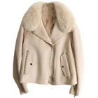 New Design Reversible Jacket Fashion Warm Clothes Women Winter Coat Fox Fur Lining Beige Wool Coat