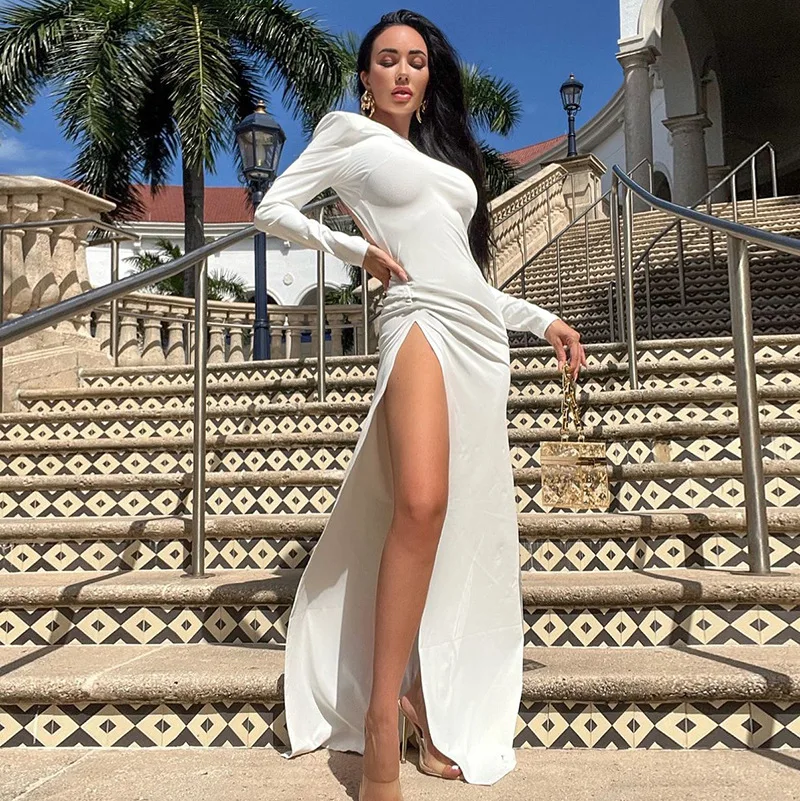 2021 Fall Women's Clothing Solid Color Halter Split High Waist Long-sleeved Casual Dress For Women, As picture
2021 Fall Women's Clothing Solid Color Halter Split High Waist Long-sleeved Casual Dress For Women, As picture