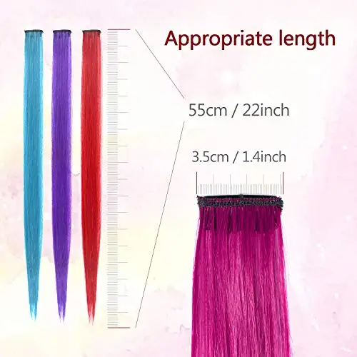 22 Pcs Colored Hair Extensions Multi-colors Party Highlights Clip in Synthetic Hair Extensions
22 Pcs Colored Hair Extensions Multi-colors Party Highlights Clip in Synthetic Hair Extensions