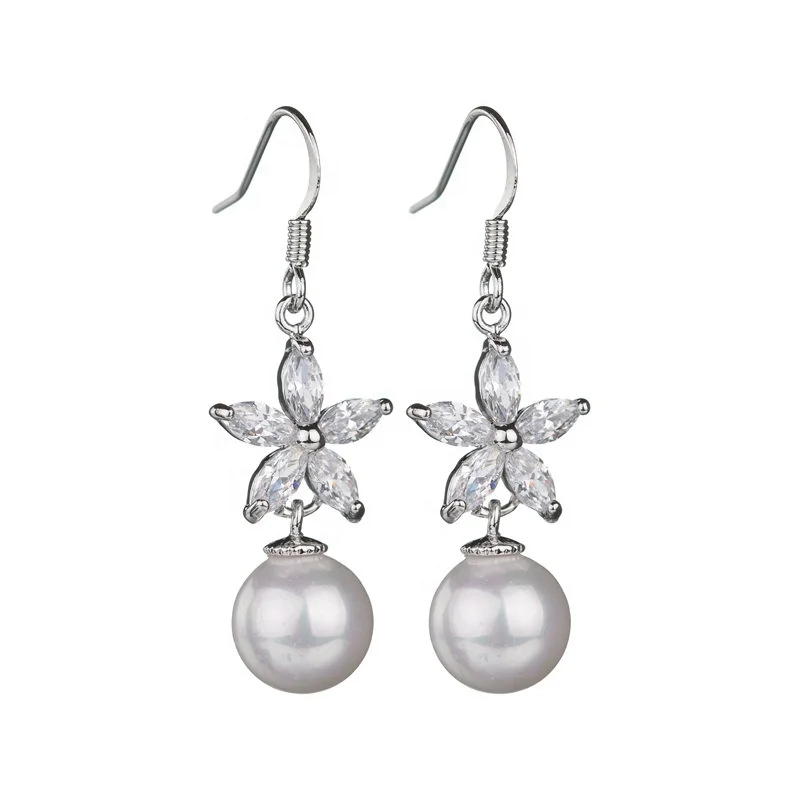 OL Style Jewelry Flower Zircon Women Accessories Drop Freshwater Pearl Earring, White, red
OL Style Jewelry Flower Zircon Women Accessories Drop Freshwater Pearl Earring, White, red