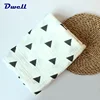2 Layers Cotton Muslin Swaddle Blankets Baby Shower Registry Gift Size 47"*47" with Pattern Black Geometric Triangles