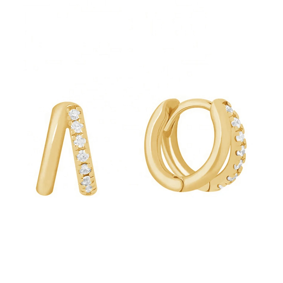 Wholesale gold jewelry 925 sterling silver 18k gold plated double hoop earrings for women
Wholesale gold jewelry 925 sterling silver 18k gold plated double hoop earrings for women