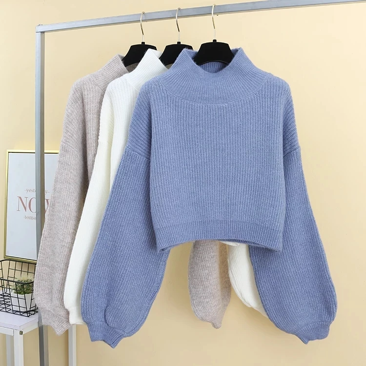 Casual Turtleneck Sweater Women Winter Knitting Pullovers Lantern Sleeve Short Black White Knitted Jumper Women Solid color
Casual Turtleneck Sweater Women Winter Knitting Pullovers Lantern Sleeve Short Black White Knitted Jumper Women Solid color