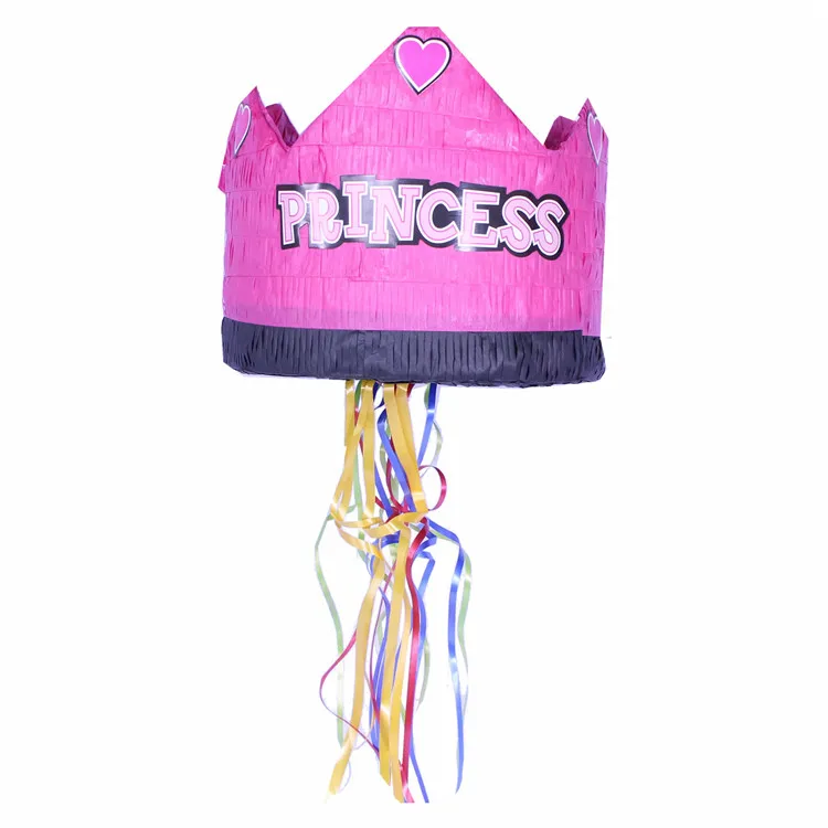 Mejor calidad Rosa princesa corona Pull-Cadena de piñata para niños fiesta