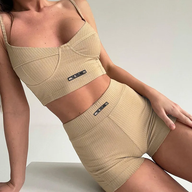 2021 Women Clothing Ribbed Women Two Piece Short Sets Jogger Set with Labels, As picture
2021 Women Clothing Ribbed Women Two Piece Short Sets Jogger Set with Labels, As picture