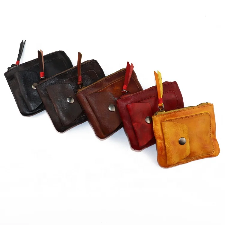 New handmade ochre artificial old retro vegetable tanned leather purse female multi-function zipper storage bag, Black
New handmade ochre artificial old retro vegetable tanned leather purse female multi-function zipper storage bag, Black