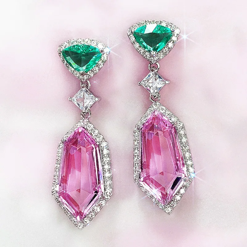 CAOSHI Personalized Big Geometric Irregular Big Triangle Green Pink Crystal Drop Zircon Women Design Wedding Bridal Earrings
CAOSHI Personalized Big Geometric Irregular Big Triangle Green Pink Crystal Drop Zircon Women Design Wedding Bridal Earrings