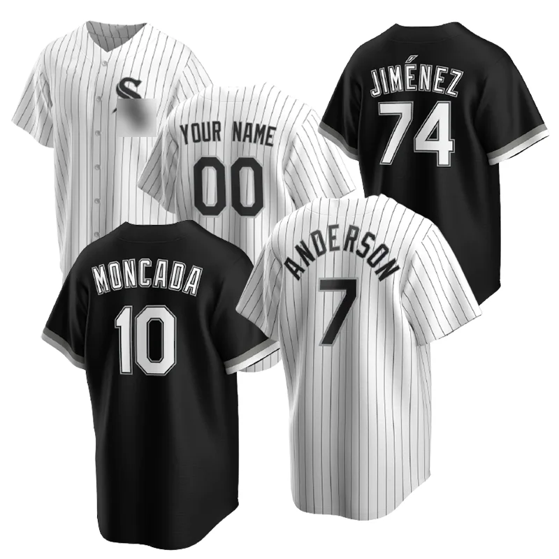 

Customize Embroidery Baseball White Jersey Sox Yoan Moncada #10 Black Tim Anderson #7 Shirts Clothing Men Jerseys