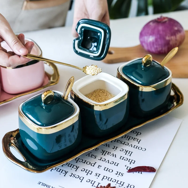 Seasoning Jar Household Combination Ceramic Seasoning Jar Set kitchen spice ceramic canister with lid Ceramic tray, Green/blue/pink
Seasoning Jar Household Combination Ceramic Seasoning Jar Set kitchen spice ceramic canister with lid Ceramic tray, Green/blue/pink
