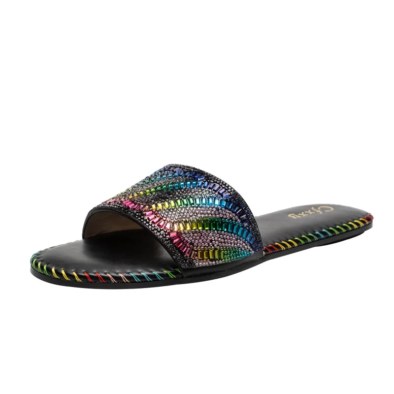Factory Sale Casual Party Outdoor Flat Slippers For Women Rhinestone Colorful Square Head Solid Color Ladies Fashionable Slipper
Factory Sale Casual Party Outdoor Flat Slippers For Women Rhinestone Colorful Square Head Solid Color Ladies Fashionable Slipper