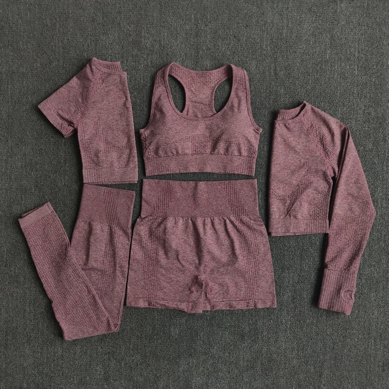 2/3/5PCS Seamless Women Yoga Set Workout Sportswear Gym Clothing Fitness Long Sleeve Crop Top High Waist Leggings Sports Suits, Wine,blue,black,pink,purple,gray
2/3/5PCS Seamless Women Yoga Set Workout Sportswear Gym Clothing Fitness Long Sleeve Crop Top High Waist Leggings Sports Suits, Wine,blue,black,pink,purple,gray