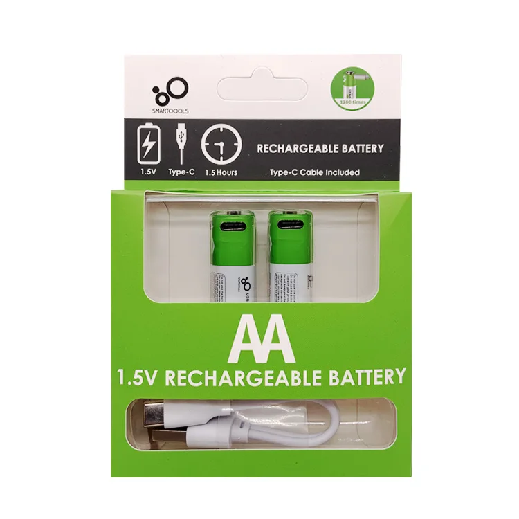 

Amazon Hot Li-ion Battery Pack AA AAA Type-C Port Rechargeable Batteries 2600mWh 1.5V Lithium Battery aa aaa USB Li ion Cell