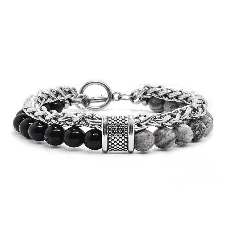 2021 Fashion Custom Mens Jewelry Bracelet Stainless Steel Chain With Natural Stone Beads Bracelet, Like picture
2021 Fashion Custom Mens Jewelry Bracelet Stainless Steel Chain With Natural Stone Beads Bracelet, Like picture