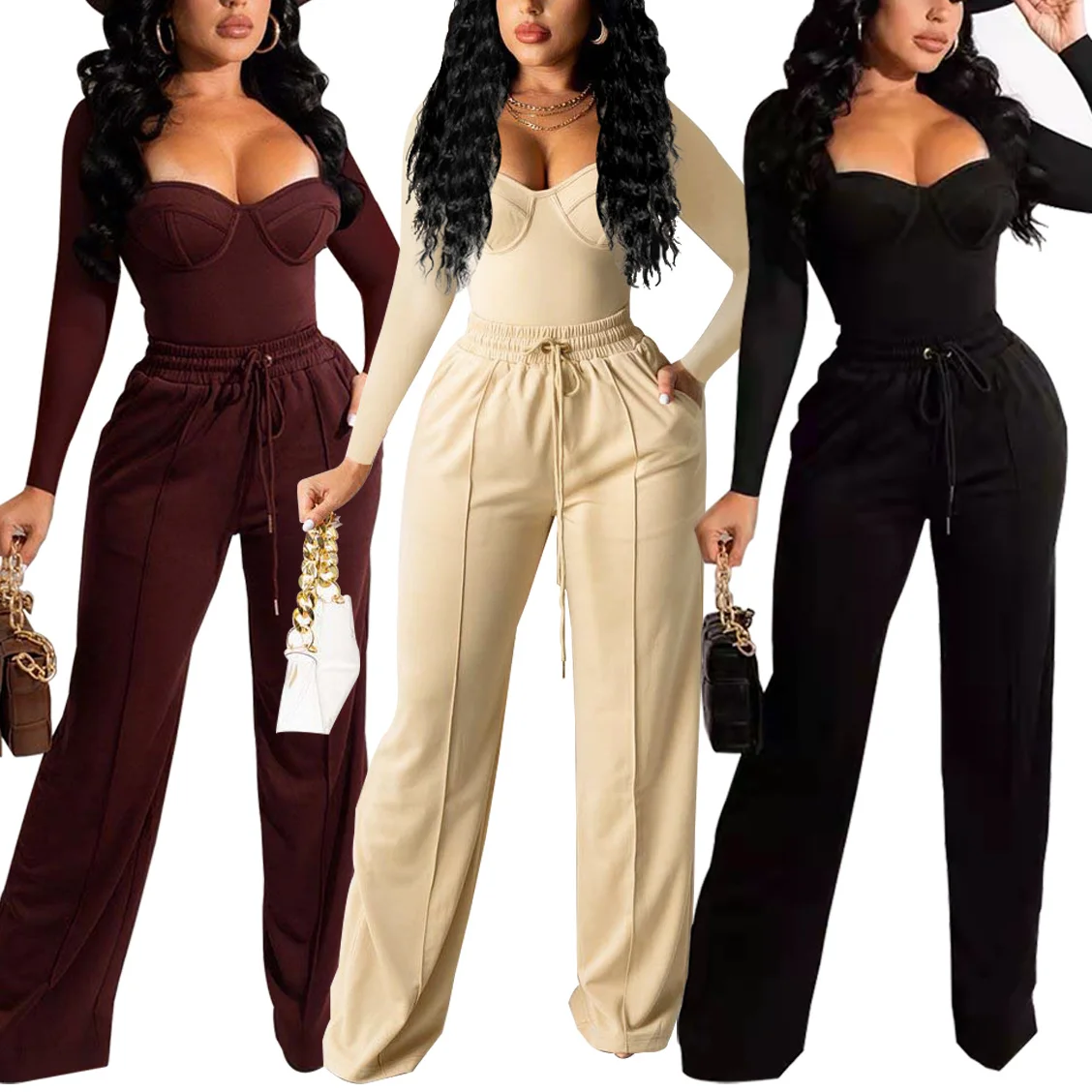 2022 Fashion Casual Knitted Outfits Lounge Wear Brown Clothes Long Sleevec Luxury Clothing 2 Two Piece Pants Sets For Women
2022 Fashion Casual Knitted Outfits Lounge Wear Brown Clothes Long Sleevec Luxury Clothing 2 Two Piece Pants Sets For Women