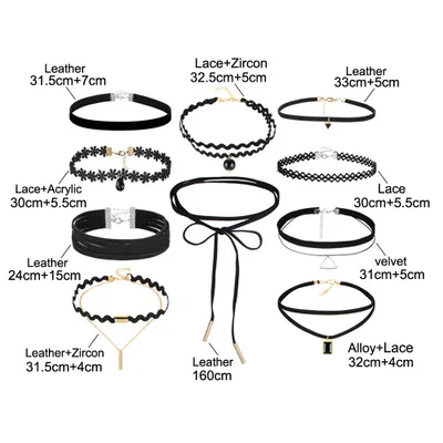 Punk Choker mixed Designs Set Necklaces Mixed Pendants Fashion Jewelry Alloy Stone Round Bow triangle Pendant for Women
Punk Choker mixed Designs Set Necklaces Mixed Pendants Fashion Jewelry Alloy Stone Round Bow triangle Pendant for Women