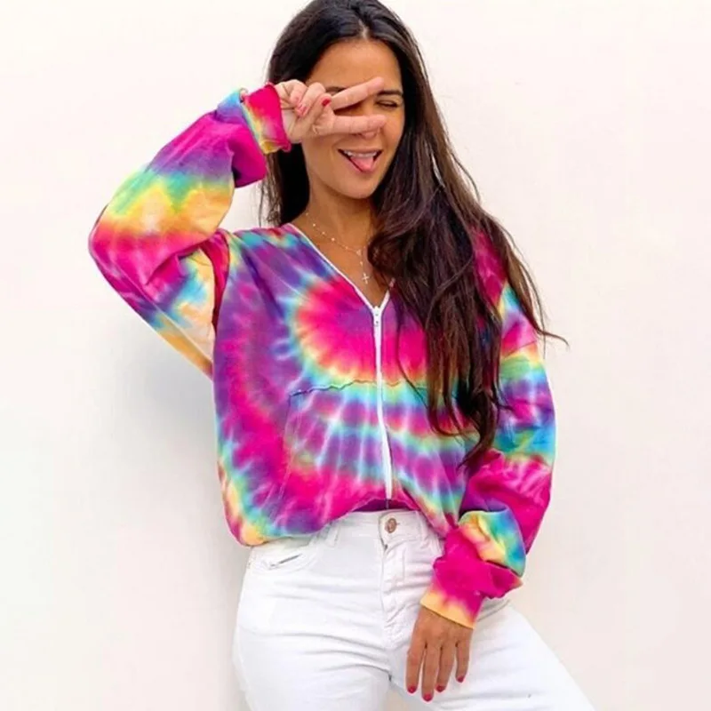 2021 Women's Zipper Hooded Cardigan Tie-Dye Printing Long-Sleeved Loose women's sweaters Tie Dyed Blouse Casual Pullover, Picture color
2021 Women's Zipper Hooded Cardigan Tie-Dye Printing Long-Sleeved Loose women's sweaters Tie Dyed Blouse Casual Pullover, Picture color