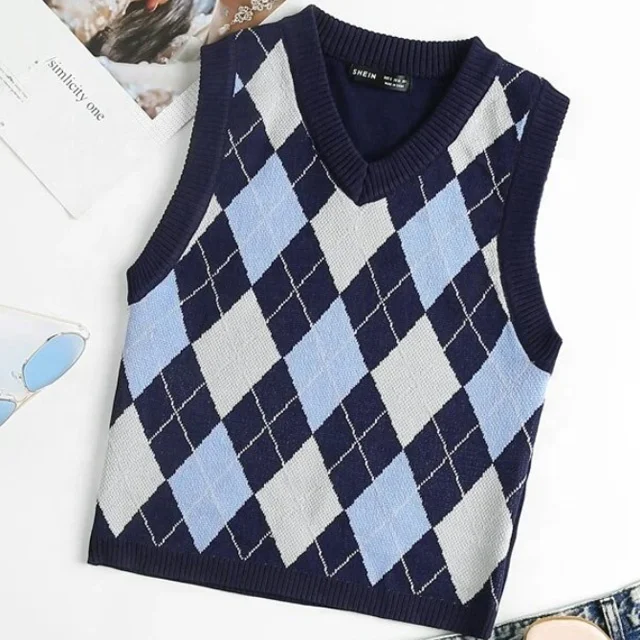 new arrivals spring fall fashion casual crop women V-neck sleeveless Cardigans Knit Tops Argyle Pattern Sweater Vest
new arrivals spring fall fashion casual crop women V-neck sleeveless Cardigans Knit Tops Argyle Pattern Sweater Vest