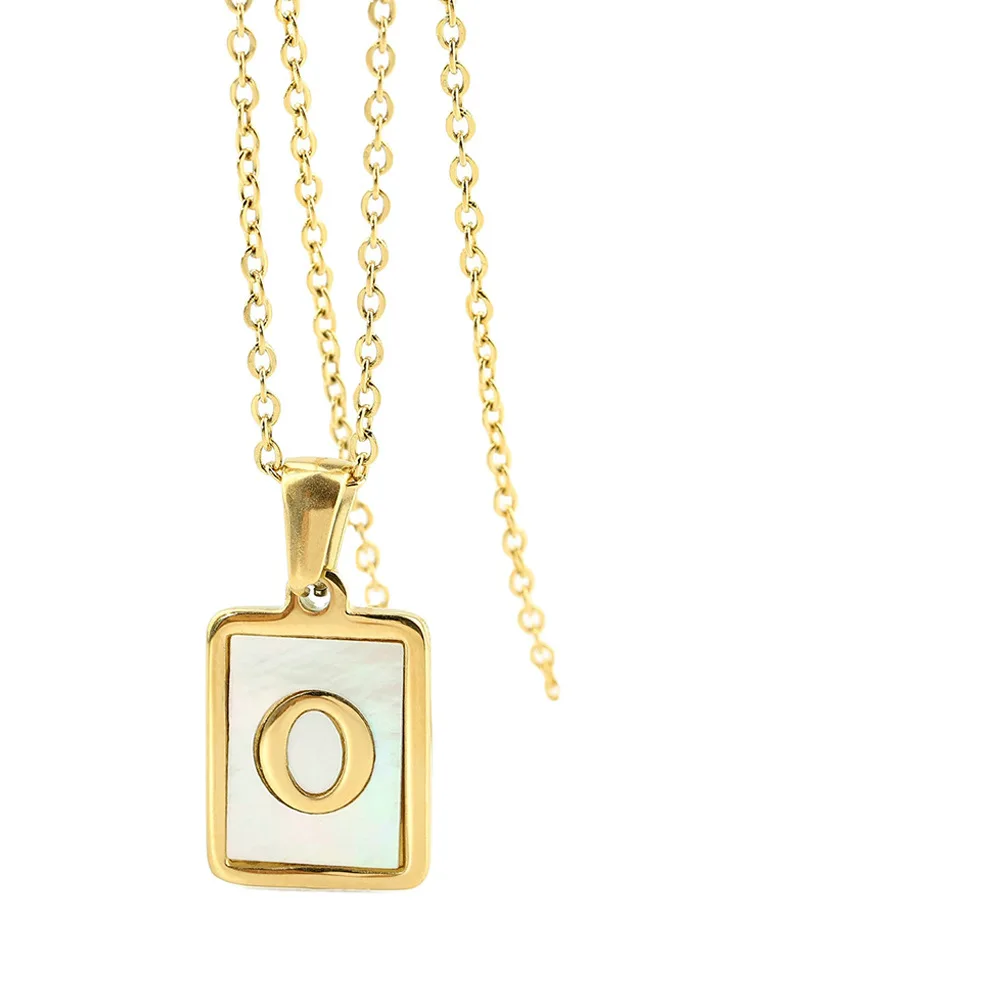 18K Gold Stainless Steel Letter A-Z Initial Necklace for women White Rectangle Shell Alphabet Pendant Necklace, 26 colors
18K Gold Stainless Steel Letter A-Z Initial Necklace for women White Rectangle Shell Alphabet Pendant Necklace, 26 colors