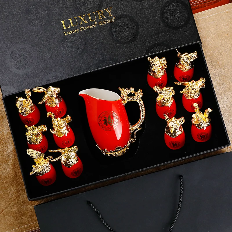 New Design Chinese 12 zodiac household white wine crystal glass set 12 small wine glasses, Customized color
New Design Chinese 12 zodiac household white wine crystal glass set 12 small wine glasses, Customized color