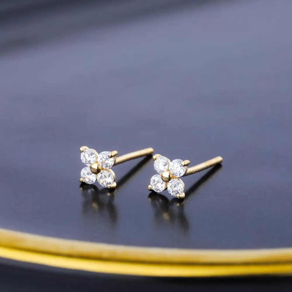 10K genuine gold High quality fashion dainty gemstone flower shape ear studs women body jewelry moissanite earring
10K genuine gold High quality fashion dainty gemstone flower shape ear studs women body jewelry moissanite earring