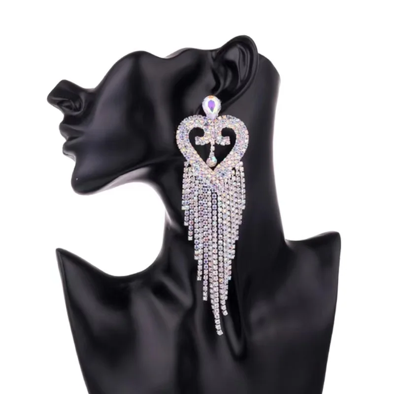 XS309 Heart shape earrings rhinestone tassel earrings Fashion tassel stud earrings for bride, As photo
XS309 Heart shape earrings rhinestone tassel earrings Fashion tassel stud earrings for bride, As photo