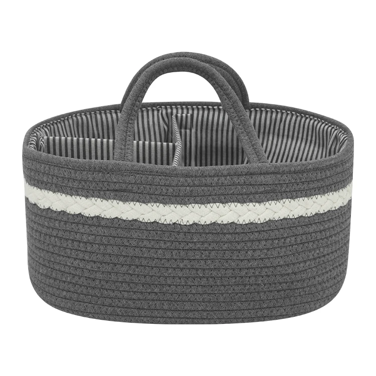 Diaper caddy organizer cotton rope, Grey