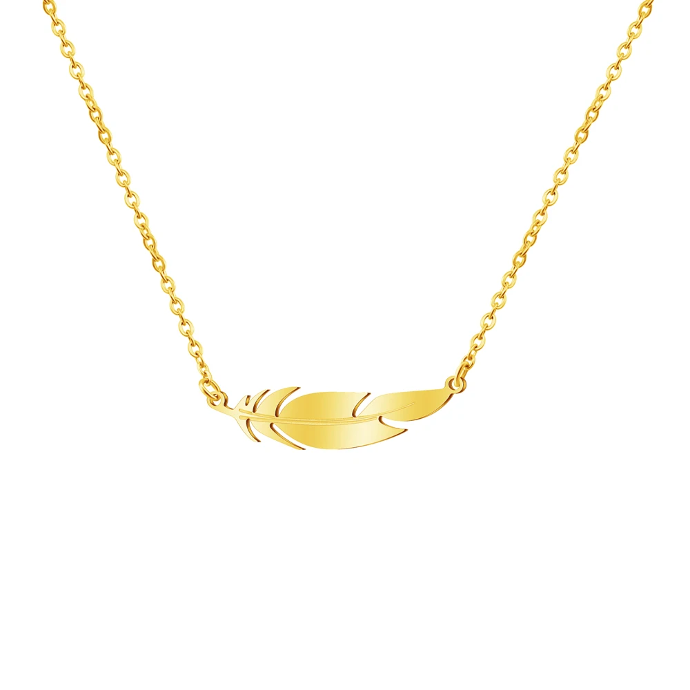Trendy Design Jewelry Link Chain 18K Gold Feather Wing Pendant Stainless Steel Necklace For Women
Trendy Design Jewelry Link Chain 18K Gold Feather Wing Pendant Stainless Steel Necklace For Women
