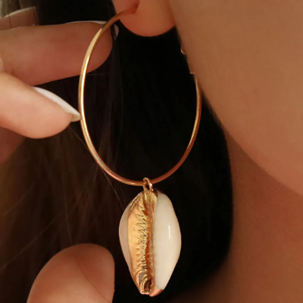 summer beach real cowrie shell hoop earrings, Multi
summer beach real cowrie shell hoop earrings, Multi
