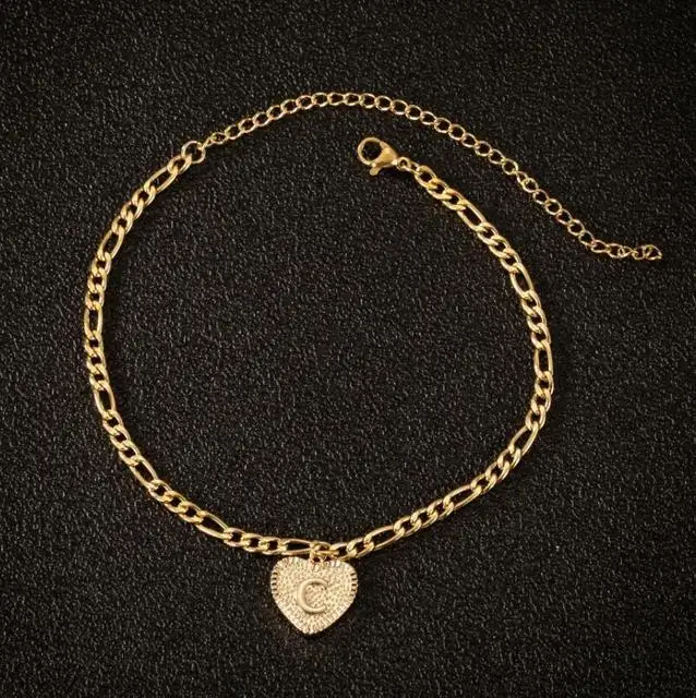 Luxury Summer Jewelry 18K Stainless Steel A-Z Initial Letter Anklet Heart Shape Alphabet Letter Charm Anklet For Women Party
Luxury Summer Jewelry 18K Stainless Steel A-Z Initial Letter Anklet Heart Shape Alphabet Letter Charm Anklet For Women Party