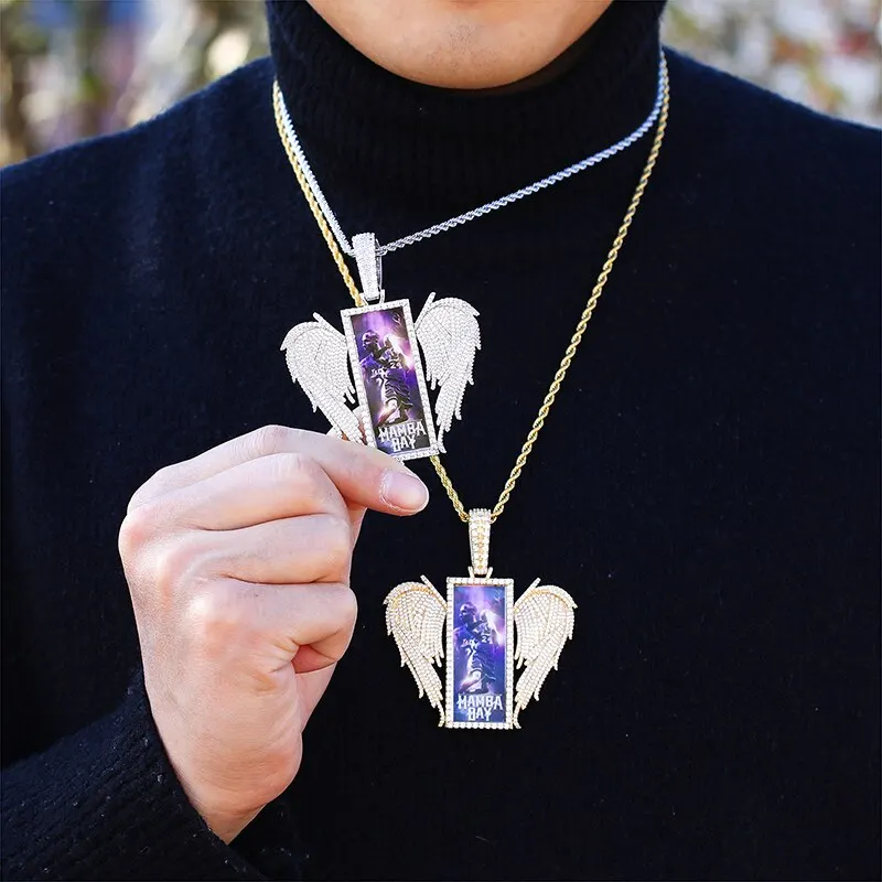 Hip Hop Wing Square Custom Photo Memory Iced Bling AAA Cubic Zircon Personalized Necklace & Pendant For Men Jewelry Solid Back
Hip Hop Wing Square Custom Photo Memory Iced Bling AAA Cubic Zircon Personalized Necklace & Pendant For Men Jewelry Solid Back