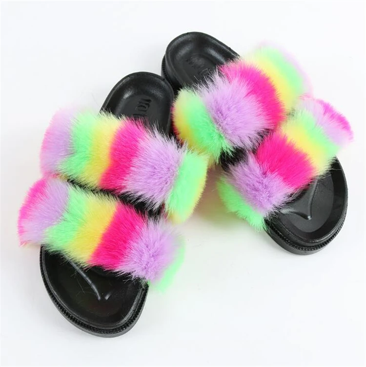 2 strap fur slides