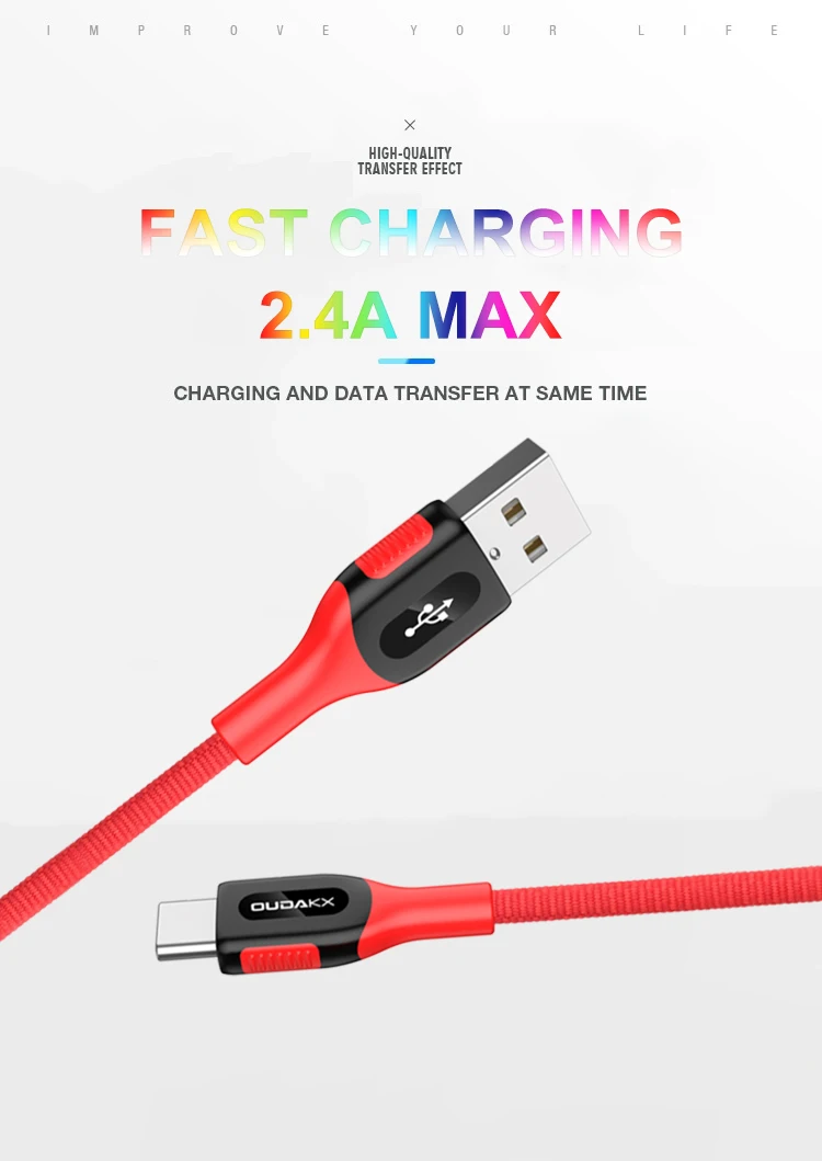 Beautiful and durable usb nylon cable high quality TPE type c fast charging 2.4A data cable for HUAWEI - ANKUX.COM