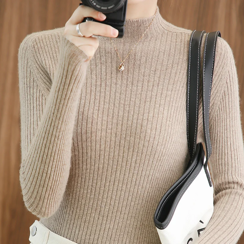 Half high neck drawstring slim knit sweater 100 pure color wool bottoming shirt 2021 new Korean cashmere sweater women, Red, blue,black
Half high neck drawstring slim knit sweater 100 pure color wool bottoming shirt 2021 new Korean cashmere sweater women, Red, blue,black