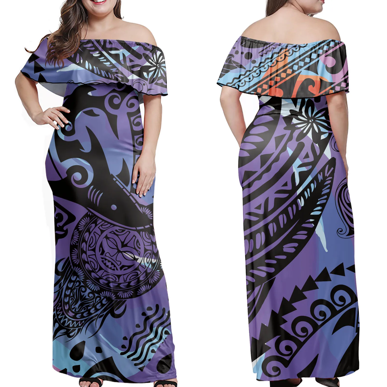 Plus Size Couple Dress Polynesian Tribal Design Casual Women Off Shoulder Ruffle SAMOA Dress Abiye Elbise Elegant Long Dresses
Plus Size Couple Dress Polynesian Tribal Design Casual Women Off Shoulder Ruffle SAMOA Dress Abiye Elbise Elegant Long Dresses