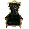 Black PU leather royal party kids throne chair