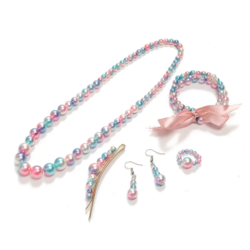 New Style Kids Colorful Imitation Pearl Necklace Bracelet Earring Hairpin Jewelry Set, Multi color
New Style Kids Colorful Imitation Pearl Necklace Bracelet Earring Hairpin Jewelry Set, Multi color