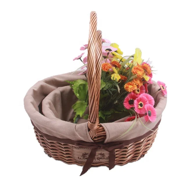 basket gift willow basket with handles set of 2 - buy cheap
