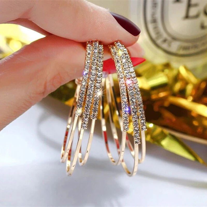 C Shape Rhinestone Big Hoop Earrings Bling Bling Earrings For Women, As the picture shown
C Shape Rhinestone Big Hoop Earrings Bling Bling Earrings For Women, As the picture shown