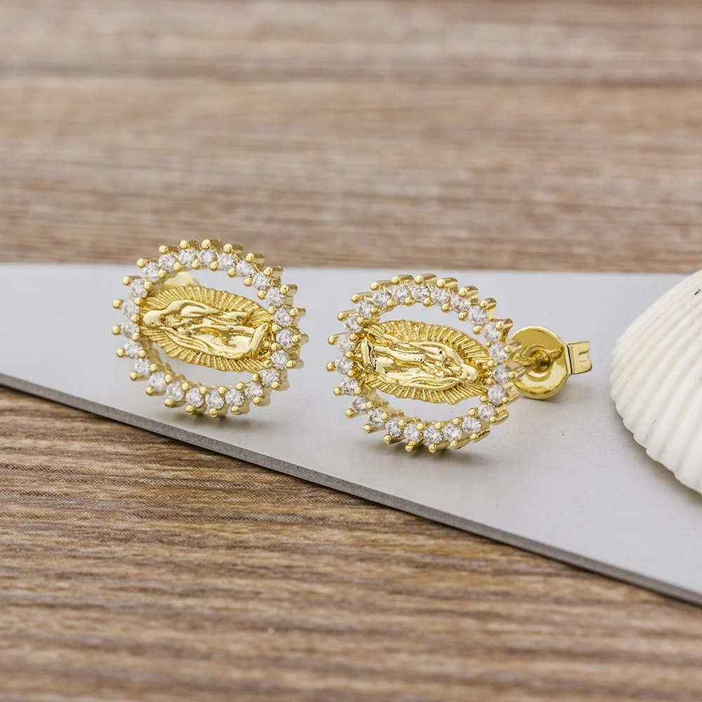 1 Pairs Retro Gold Plated Copper Shining Micro Pave CZ Stone Virgin Mary Earrings for Girl Women Jewelry, As pictures
1 Pairs Retro Gold Plated Copper Shining Micro Pave CZ Stone Virgin Mary Earrings for Girl Women Jewelry, As pictures