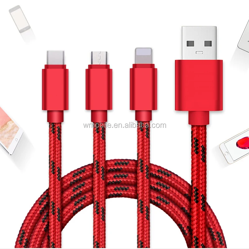 Universal Multi USB Charger Nylon Braided 3 in 1 usb Cable Fast Charger Data USB Cable - ANKUX.COM