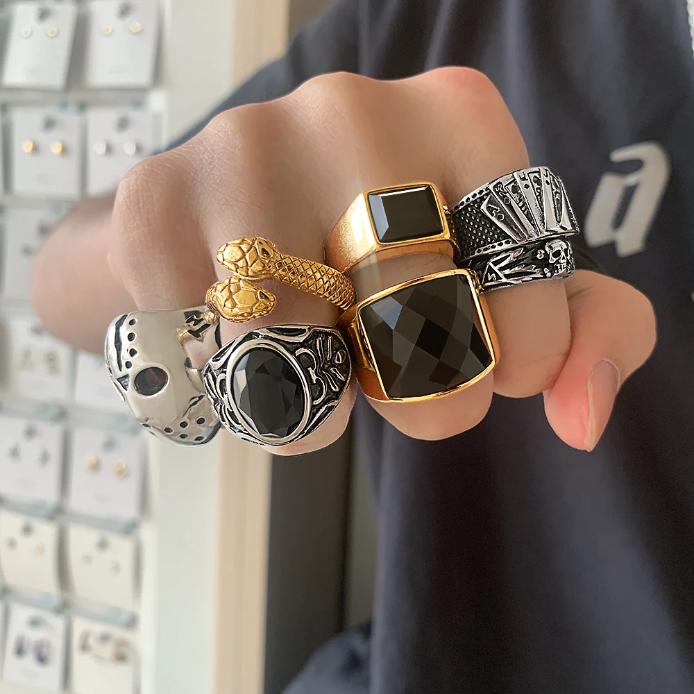 Dylam Men Jewelry 2021 Trendy Silver Gold Plated Chunky Agate Onyx Stainless Steel Rings For Man
Dylam Men Jewelry 2021 Trendy Silver Gold Plated Chunky Agate Onyx Stainless Steel Rings For Man
