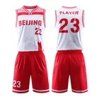 high quality reversible basketball uniform red blue sublimation custom basketball jersey set