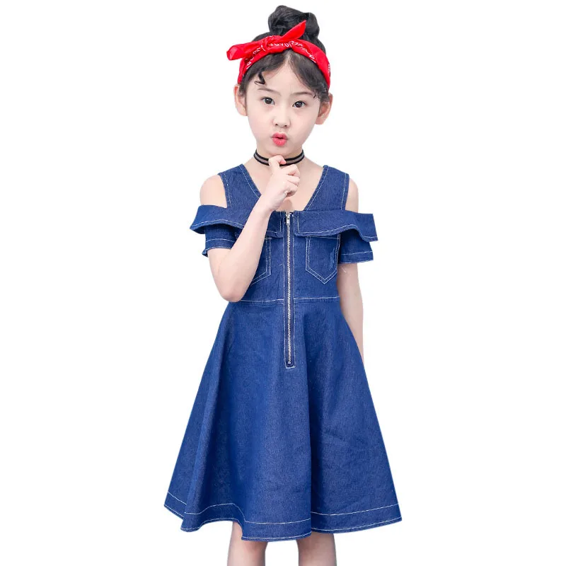 Children's Skirt Son-in-change Summer Dress New Middle and Big Children Summer Off-the-shoulder Children's Denim Dress 
Children's Skirt Son-in-change Summer Dress New Middle and Big Children Summer Off-the-shoulder Children's Denim Dress